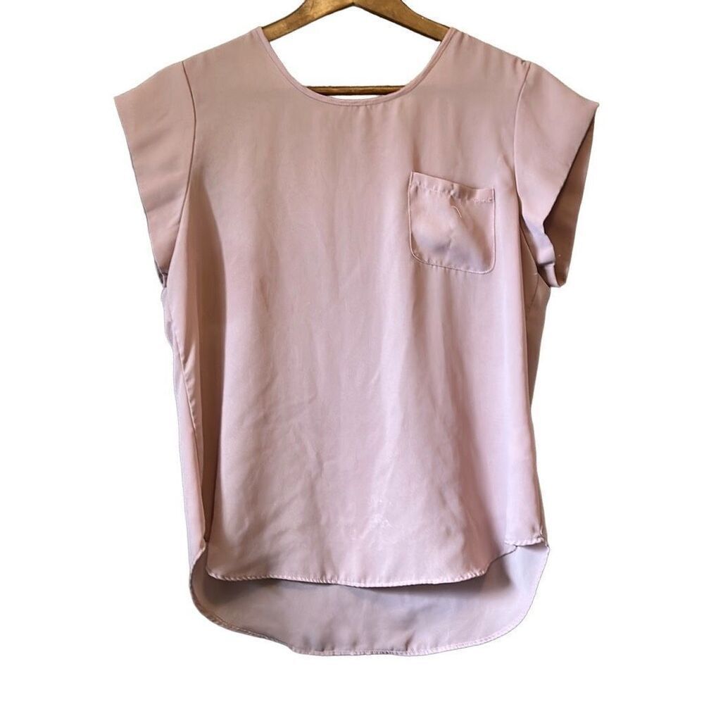 Lily White Women's Light Pink Sleeveless Pocket Blouse Top